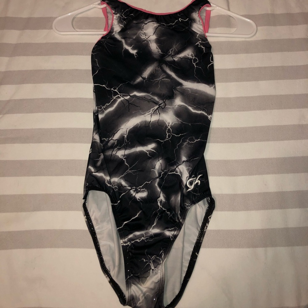 Black and Pink Lightning Bolt Leotard